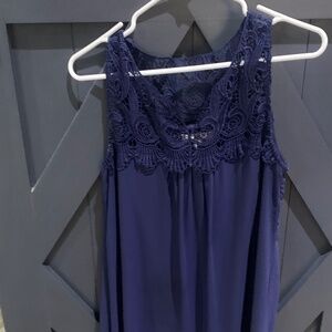 Ya Navy Blue Dress with Lace Top